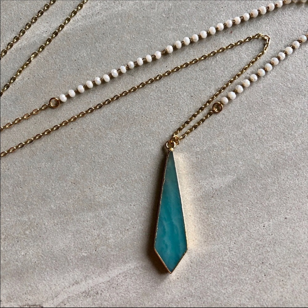 Amazonite 14k Gold Rosary Bead Necklace